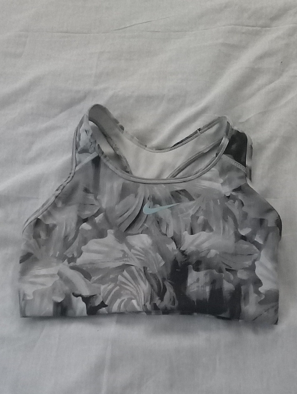 Nike Gray Floral Print Medium-Support Sports Bra Size L